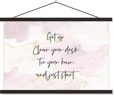 Posterhanger incl. Poster 60x40 cm - Schoolplaat - Motivatie - Studeren - Student - Quote - Textielposter - Zwarte latten
