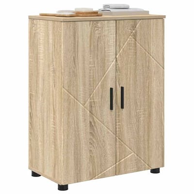 vidaXL - Badkamerkast - Sonoma - Eik - 60 - x - 35 - x - 80 - cm - Bewerkt - hout - & - Metaal