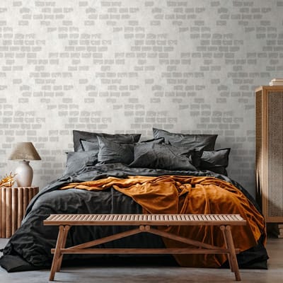 Fotobehang Profhome 398251-GU vliesbehang hardvinyl warmdruk in reliëf glad in baksteen look mat grijs beige 1,59 m x 2,8 m
