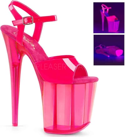 Pleaser - FLAMINGO-809UVT Sandaal met enkelband, Paaldans schoenen - Paaldans schoenen - 35 Shoes - Roze