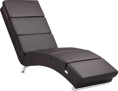 Casaria Relaxfauteuil London - Ligstoel Lounge Verchroomd - Bruin Kunstleer