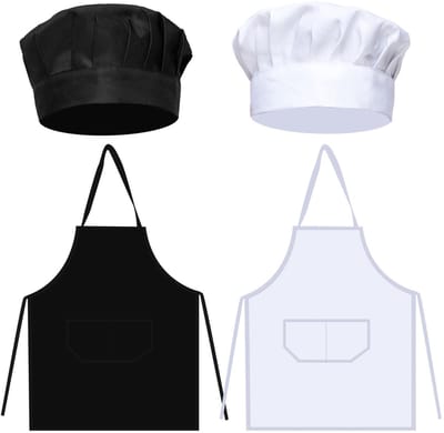 Dailygoods- Schorten Set van 4 - Verstelbaar Schort - Koksmutsen - Waterdicht - Ademend - Hoogwaardig Polyester - Keukenschort