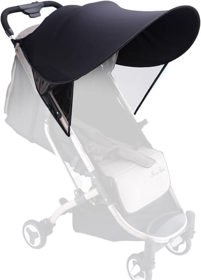 Parasol voor Kinderwagens, Universele UV Bescherming, Zonnebescherming voor Kinderwagens, Universele Kinderwagenhoes (Zwart)
