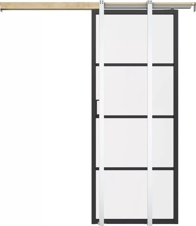 Vente-unique Schuifdeur met klamplaagsysteem - aluminium en transparant gehard glas - H205 x L83 cm - SINCA II