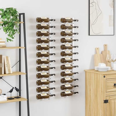 vidaXL - Wijnrekken - 2 - st - voor - 12 - flessen - wandmontage - ijzer - wit