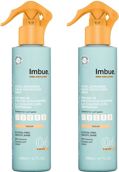 IMBUE Curl Defending Heat Protection Mist Voordeelverpakking - Hittebeschermer Voor Krullend Haar & Coils - Vegan, Siliconen- & Sulfaatvrij - 2 x 200 ml