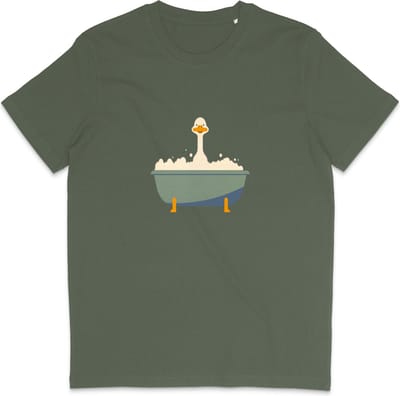 Grappig Heren en Dames T Shirt - Badeend - Khaki Groen - XS