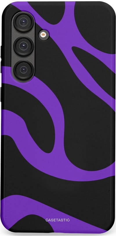 Casetastic Hoesje Geschikt voor Samsung S25 Plus - Stijlvolle Beschermende Duo-layer Case - Golven van Paars en Zwart