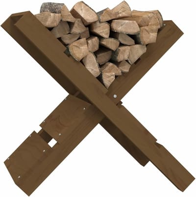 Brandhoutrek Hout - Houthouder Open Haard - Binnen Opslag - Massief Grenenhout - 47 x 39.5 x 48 cm - Bruin