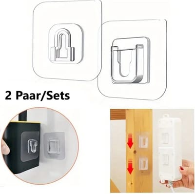 2 Paar Transparante Zelfklevende Ophanghaken I Ophangsysteem I Zelfklevende Muur Hangers I Dubbelzijdige Plakwandhaken I Ophanghaakjes
