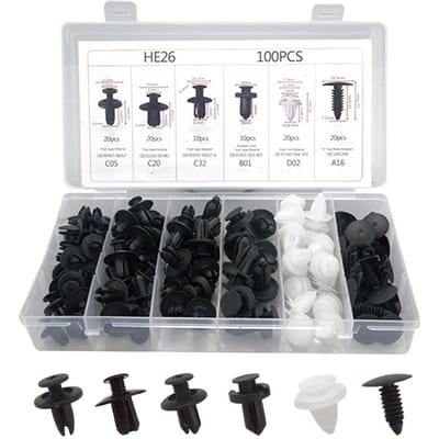 100 stks Auto Fastener Clip Kit Spatbord Klinknagel Clips Auto Body Push Retainer Pin Klinknagel Bumper Portierbekleding Retainer auto Clips white