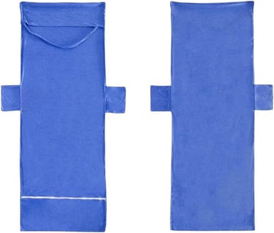 Strandlakens - Sneldrogend Microvezel Strandlaken - strandstoel Strandlakens - Inclusief Travelbag - Badlaken - Lichtgewicht Reishanddoek - Strand Handdoek - Sneldrogend Zwembad & Strand Ligbedlaken met Ritssluiting - 73×210cm - 2stuks - Blauwe