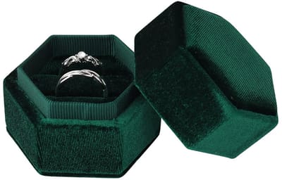 Dailygoods- Ringdoos Zeshoekig - Bruiloft/Ringdoosje - Sieraden Cadeaudoos - Fluweel - 5 x 4,4 x 4,1 cm - Lichtgewicht 26 gram - Sieradenbox