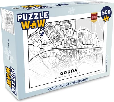 Puzzel Kaart - Gouda - Nederland - Legpuzzel - Puzzel 500 stukjes