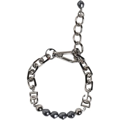 Zilveren Ketting Met Kreeftenhaak Logo Grijze Parels Armband