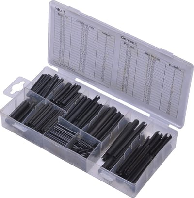 SW-Stahl S8054 holle splitpennen/veerpennen assortiment / metrisch / maten ø 2,0-10 mm / in overzichtelijke assortimentsdoos / auto / motor / industrie / reparatie van elektrische apparaten / 450 stuks