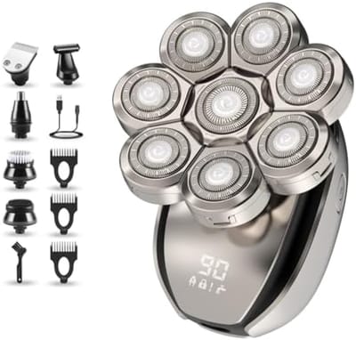 Elektrisch Scheerapparaat Heren 6-in-1 - 8D Hoofdscheerapparaat - IPX6 Waterdicht - Baardtrimmer, Bodytrimmer & Neustrimmer - Wet & Dry