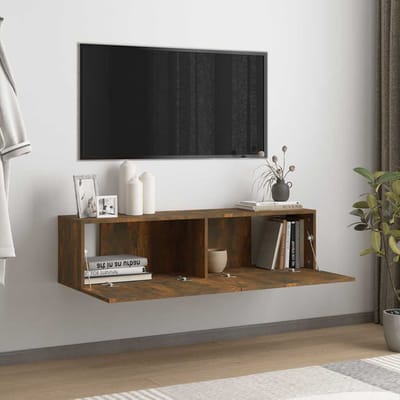 vidaXL - Tv-wandmeubel - 120x30x30 - cm - bewerkt - hout - gerookt - eikenkleurig
