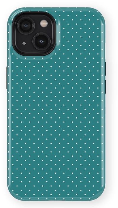 Micro Dots Tough Hoesje geschikt voor iPhone 14 | Geschikt Voor Mag | Stippen Motief Backcover geschikt voor iPhone 14 Deep Teal