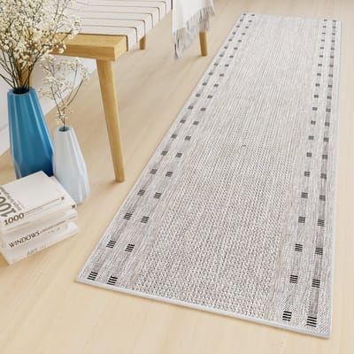 Tapiso Melissa Loper Laagpolig Grijs Indoor Outdoor Vloerkleed Maat- 70x1350