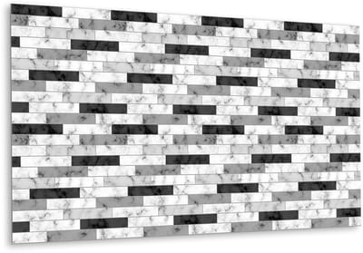 Tulup PVC Wandpaneel - Marmeren Tegels Vinyl Wandpaneel - 100 cm x 50 cm - Grijs Vinyl Wandbekleding - 1 stuk - Wandpaneel Zelfklevend - Marmer Muurpaneel - Vinyl Wandpaneel - Plaktegels Keuken en Badkamer