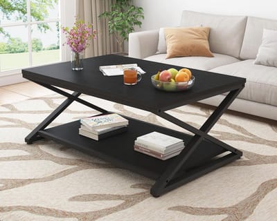 Moderne zwarte salontafel met opbergruimte - 120x60x45 cm