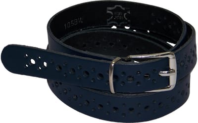 100% leer- 2 cm breed - Damesriem met gaatjes - Donkerblauw - taillemaat 75 cm