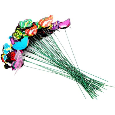 50 Stuks Simulatie Vlinder Tuindecoratie Kleurrijk Plastic Tuin Gazon Buiten Decor(7 cm) blue