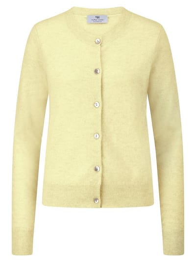 Cardigan en 100% kasjmier Van Peter Hahn geel