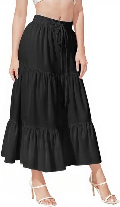 Zomerse Lange Vrouwenrok, 2-in-1 Vintage Maxi Rok met Touwtjes, Elastische Hoge Taille, Rimpel A-lijn voor Strand, Dagelijks Gebruik en Vakantie, Perfect voor Diverse Gelegenheden