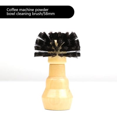 51/58MM Portafilter Reinigingsborstel Professionele Barista Espresso Koffie Reinigingsborstel Tool met Houten Handvat black