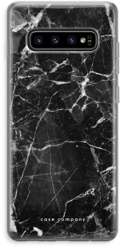 Case Company® - Hoesje geschikt voor Samsung Galaxy S10 Plus hoesje - Zwart Marmer - Soft Cover Telefoonhoesje - Bescherming aan alle Kanten en Schermrand