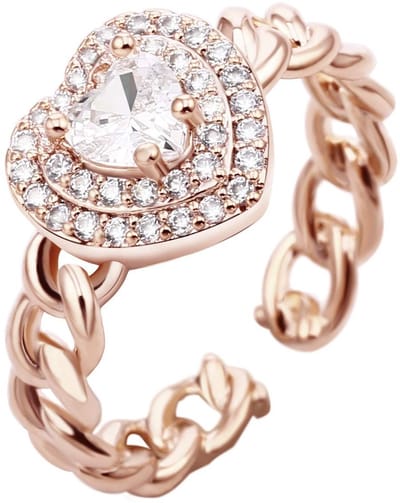 Dailygoody - Hartringvinger - Verstelbaar - Hypoallergeen koper - Natuurlijke zirkon - Modieuze en elegante sieraden - Geschikt voor meisjes - Kristal