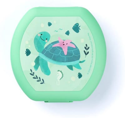 Snackdoos met clip Sealife Schildpad - 200ml - Koekjestrommel - Kindveilige sluiting - Snackbox kinderen - BPA-vrij - Groen