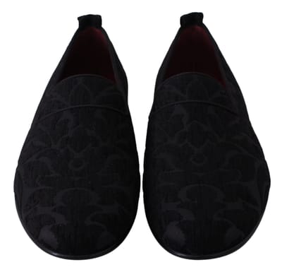 Dolce & Gabbana Zwarte Jacquard Ballerina Slippers Loafers Schoenen