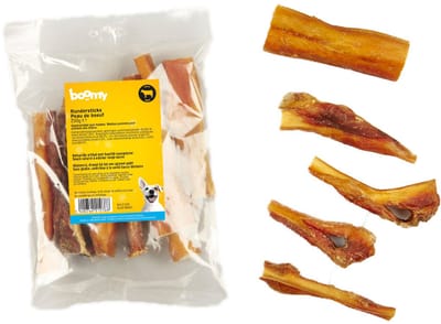 Boomy - Rundersticks - Natuurlijke hondensnacks - Harde kauwsnack - Kauwstaaf hond - 100% gedroogde runderkophuid - 250g