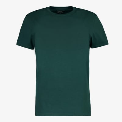 Unsigned heren T-shirt katoen ronde hals smaragdgroen - Maat S