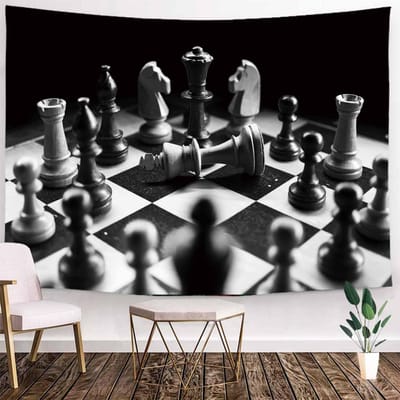 Ulticool Wandkleed 200x150 cm - Schaken Schaakspel - voor Binnen - Wandtapijt Wanddoek Poster Backdrop Decoratie Mancave Wandborden Geschenkset - Mannen - Grappige Gadgets - Verjaardag