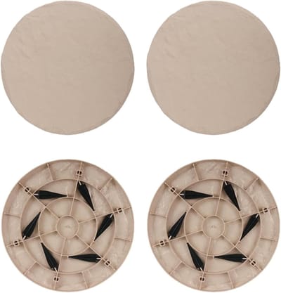 Trampoline Opstapstenen - Tuinpad Stenen - Veilige Buiten Spelen - Natuurlijke Oppervlaktestructuur - Set van 4 - Beige Rond
