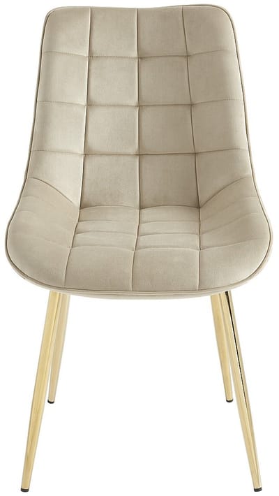 Vente-unique Set van 2 gewatteerde stoelen van velours en goudkleurig metaal - Beige - OLLUA