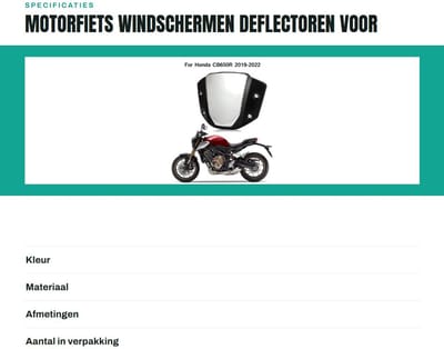 Dailygoods- Windschermen Robuust - Motorfiets Deflectoren - Geschikt voor CB650R 2019-2023 - Hoogwaardig Aluminium - Eenvoudige Installatie - Duurzaam Materiaal - Voorruit