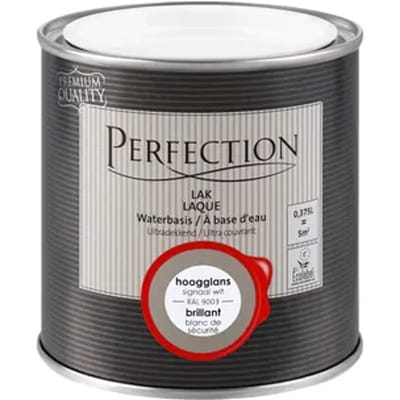 Perfection Houtlak Lak - Hoogglans - Signaal Wit Ral 9003 - 375ml