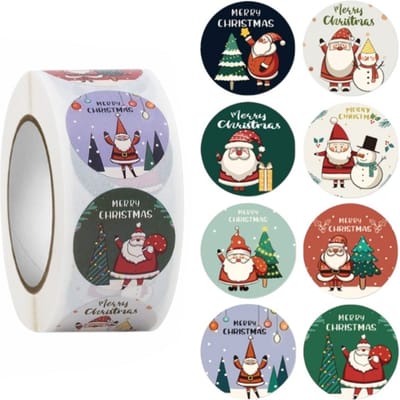Fako Bijoux - 500 Kerst Stickers Op Rol - 2.5cm - Kerststickers - Christmas Stickers - Label Kerst - Sluitzegel - Merry Christmas Mix - 25mm