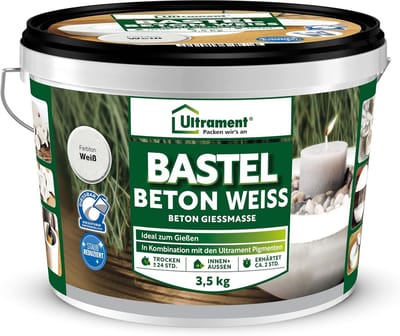 Ultrament Craft Beton voor Gieten | Hoogwaardige gietmassa voor creatieve doe-het-zelfprojecten | Vocht- en vorstbestendige, waterdichte betongietmassa, lichtgrijs, 3,5 kg