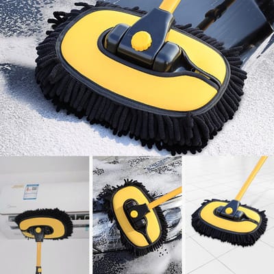 Brosse de Lavage Auto Nettoyage Serpillère de Lavage avec Poils Doux Accessoires de Lavage Auto Sans Rayures pour Voiture Camion SUV Pick-up yellow