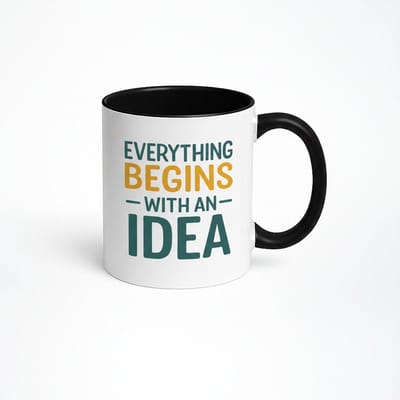 Koffiemok met Inspirerende Quote - Alles Begint met een Idee