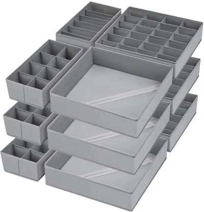 Unyqoos ® Uitgebreide Set van 12 Opvouwbare Lade-Organizers voor Optimale Kledingkastindeling