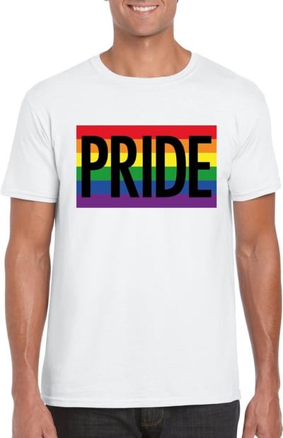 Gay Pride regenboog shirt Pride wit heren - LGBT/ Homo shirts S