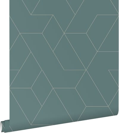 ESTAhome behang grafische lijnen vergrijsd blauw - 50 x 900 cm - 139949