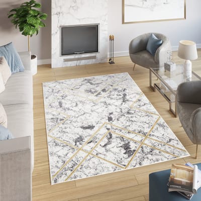 Tapiso Shine Vloerkleed Grijs Tapijt Abstract Modern Maat- 160x220